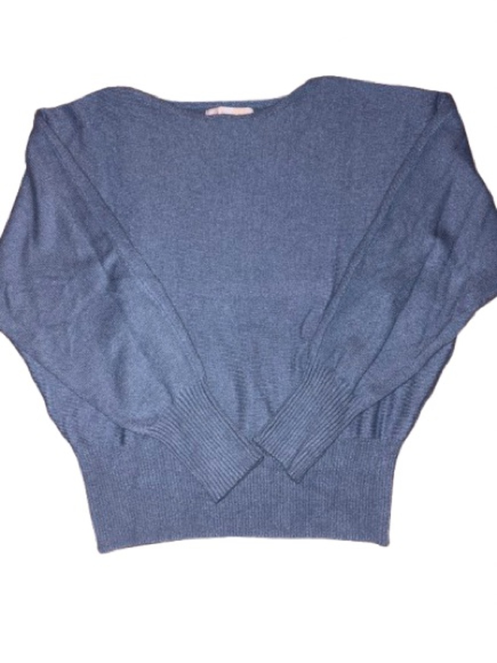 Philosophy slate blue knit sweater boat neck and wide batwing/dolman sleeve M